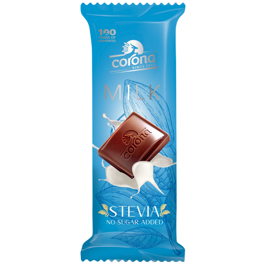 Corona milk chocolate bar with stevia no sugar added 44g