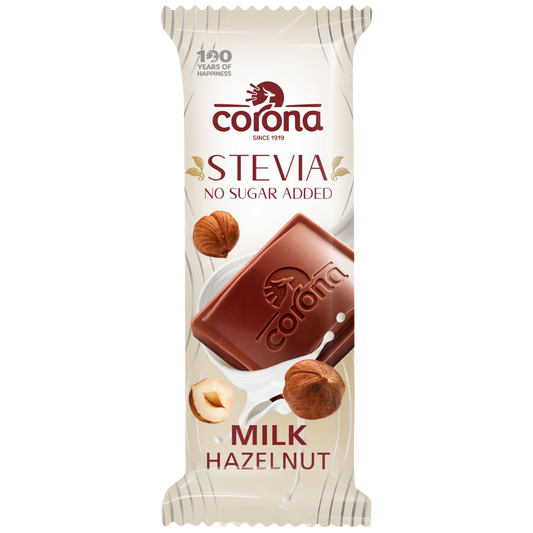 Corona milk hazelnut chocolate bar with stevia no sugar added 44g