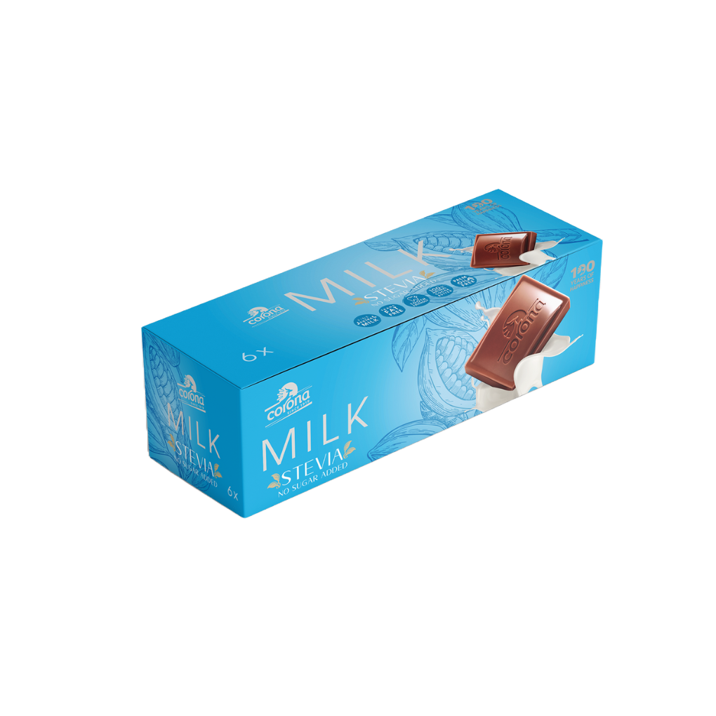 Sugar free milk chocolate sweetened with Stevia no sugar added box by The Growth Co UAE